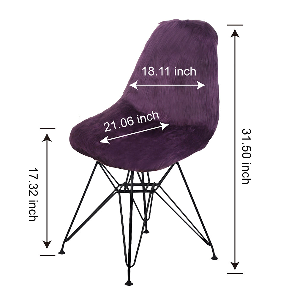 GIA Purple Fur Side Chair With Black Metal Leg