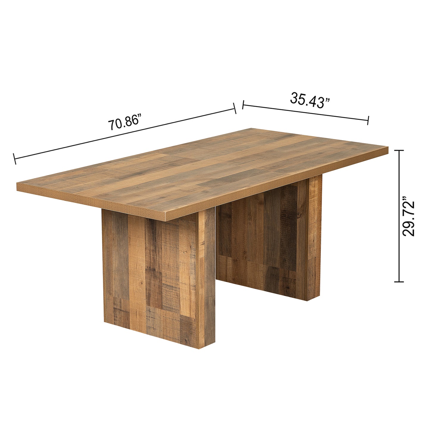 GIA 70 Inch Rectangular Farmhouse Wood Dining Table, Mix Oak