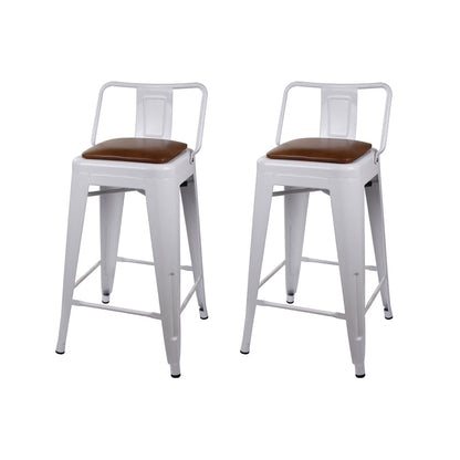 GIA 24 Inch Lowback White Stool with Brown PU Seat