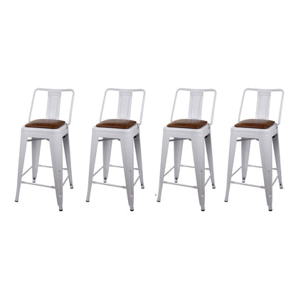 GIA 24 Inches High Back White Metal Stool with Brown PU Seat