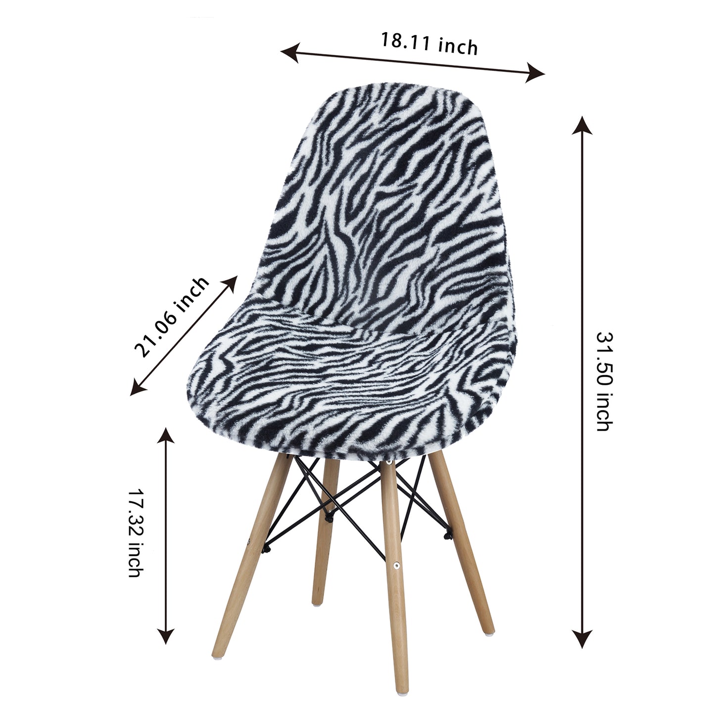 GIA Zebra Fur Side Chair With Wooden Leg