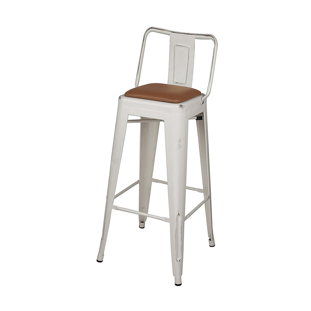 GIA 30 Inches High Back White Metal Stool with Brown PU Seat