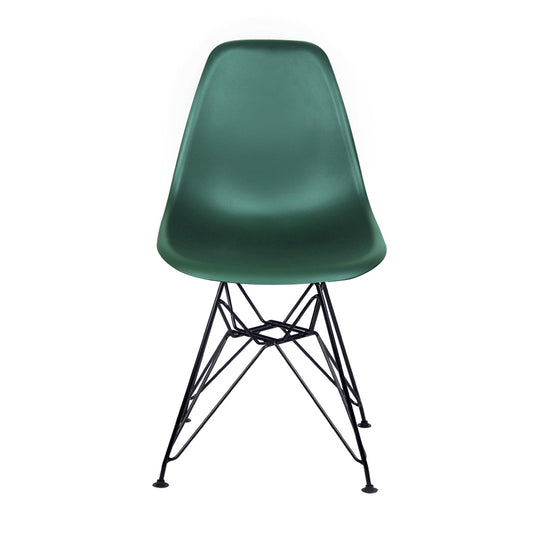 GIA Plastic  Armless Chair with Metal Legs-Dark Green