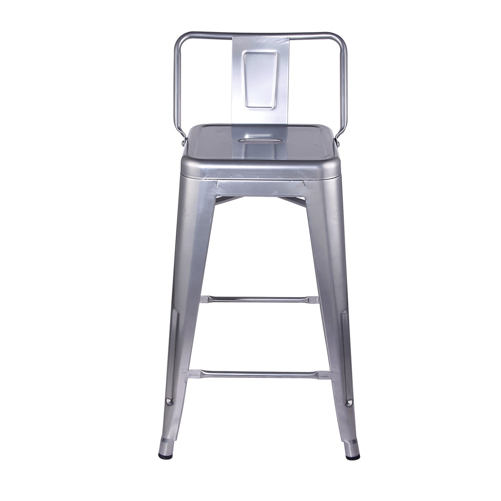 GIA 24 Inch Lowback Silver Metal Stool