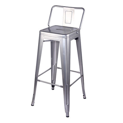 GIA 30 Inch Lowback Silver Metal Stool