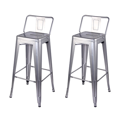 GIA 30 Inch Lowback Silver Metal Stool
