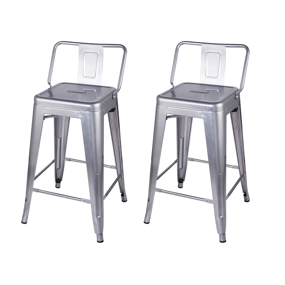 GIA 24 Inch Lowback Silver Metal Stool