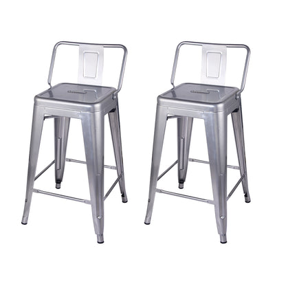 GIA 24 Inch Lowback Silver Metal Stool