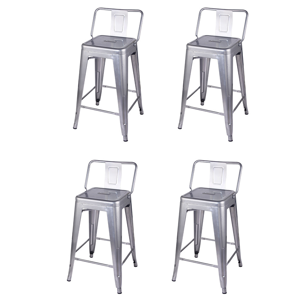 GIA 24 Inch Lowback Silver Metal Stool