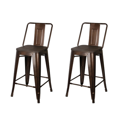GIA 24 Inches High Back Coffee Stool with Dark Wood Seat