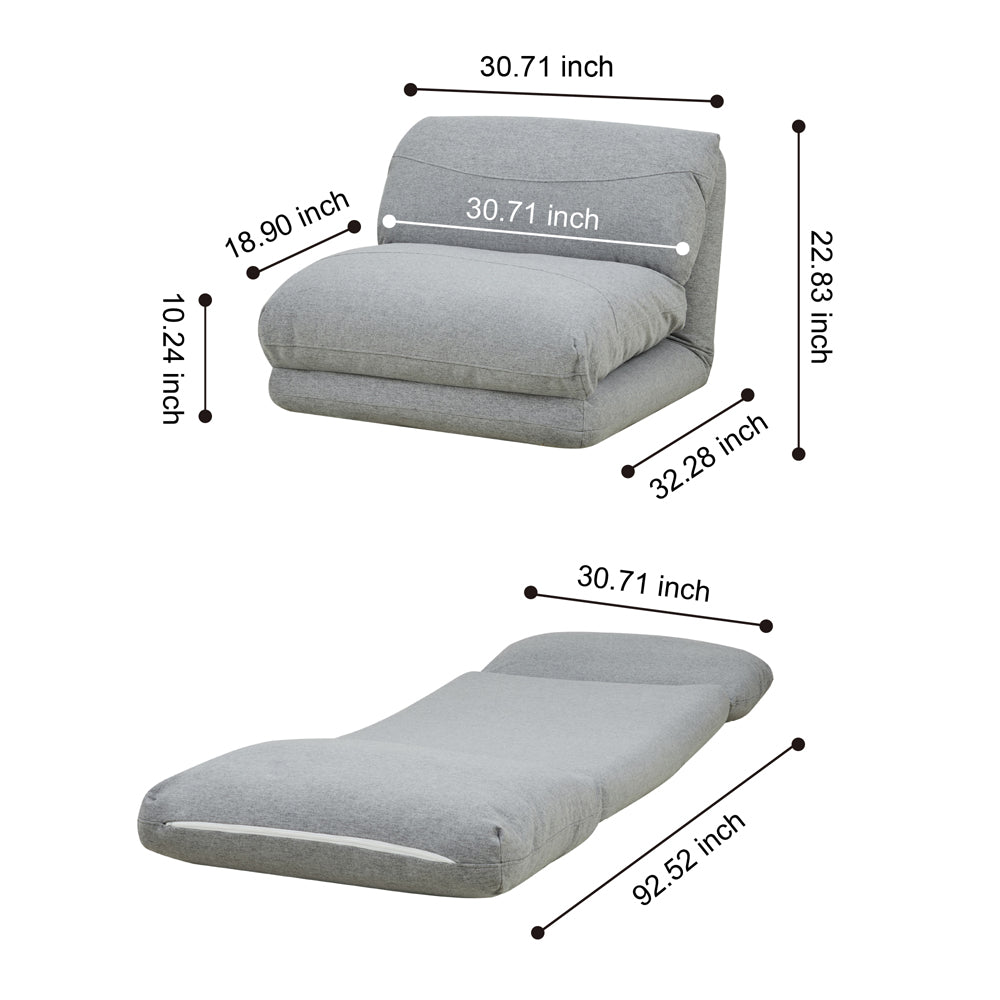 GIA Tri-Fold Convertible Sofa Bed-Light Gray