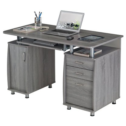 Techni Mobili Complete Workstation Computer Desk with Storage, Grey