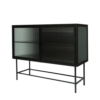 Black Minimalist Glass Sideboard