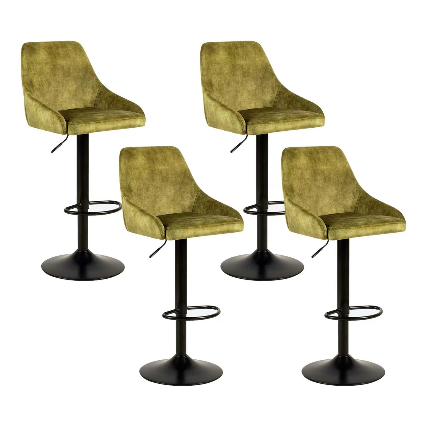 GIA Velvet Fabric Kitchen 360 Swivel Bar Stool Chairs, Green Velvet