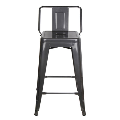 GIA 24 Inch Lowback Gungray Metal Stool