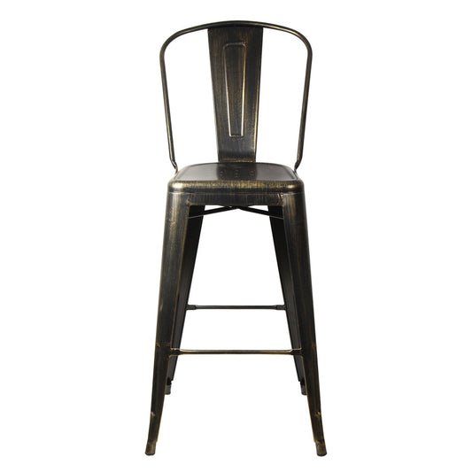 GIA Antique Black Metal Bar Stool