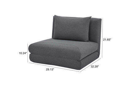 GIA Tri-Fold Convertible Sofa Bed with pillow, Dark Gray