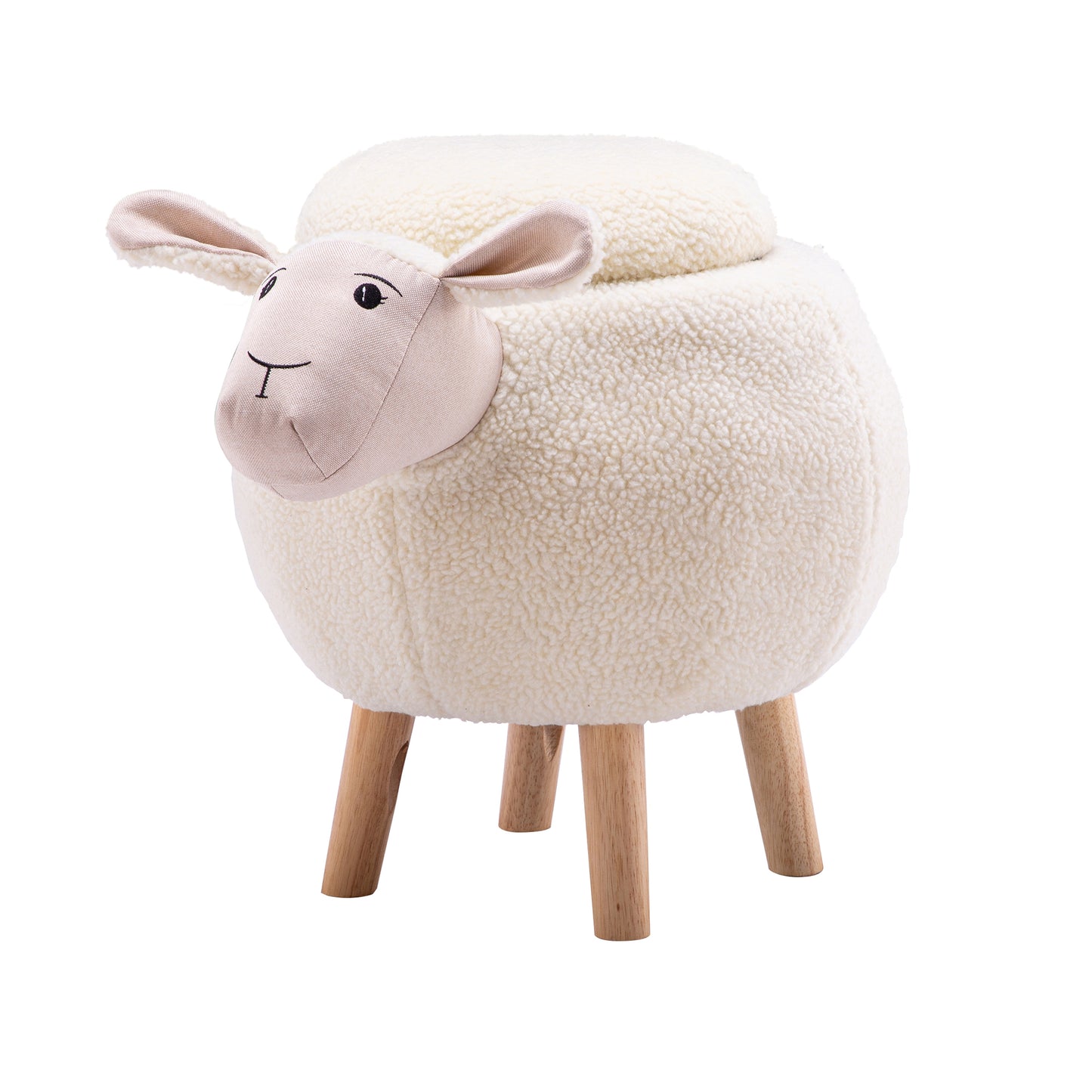 GIA Dolly Sheep Kids Animal Ottoman Stool with Storage