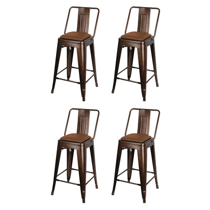 GIA 24 Inches High Back Coffee Metal Stool with Brown PU Seat