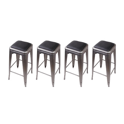 GIA Gunmetal 30 Inch Metal Stool with Leather Cushion - Extra Durable
