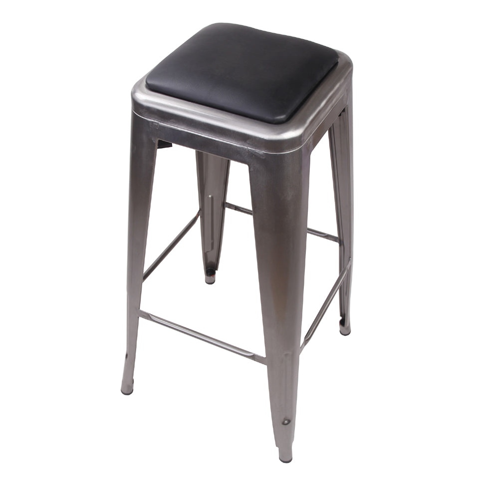 GIA Gunmetal 30 Inch Metal Stool with Leather Cushion - Extra Durable