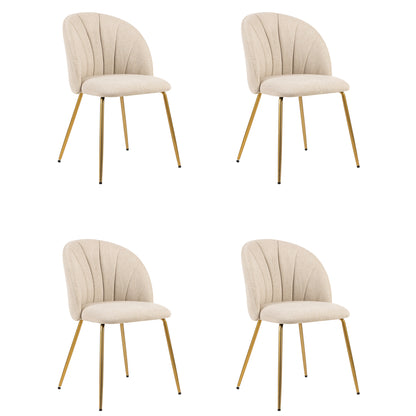 GIA Armless Mid Century Retro Velvet Fabric Dining Chairs, Beige
