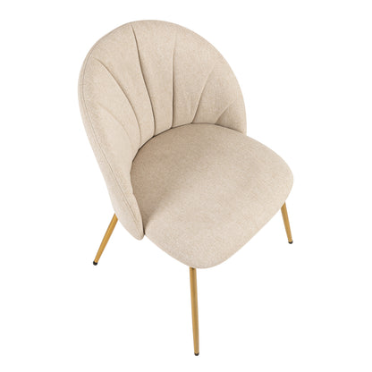 GIA Armless Mid Century Retro Velvet Fabric Dining Chairs, Beige
