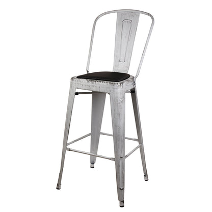 GIA Antique White Metal Bar Stool with PU Cushion