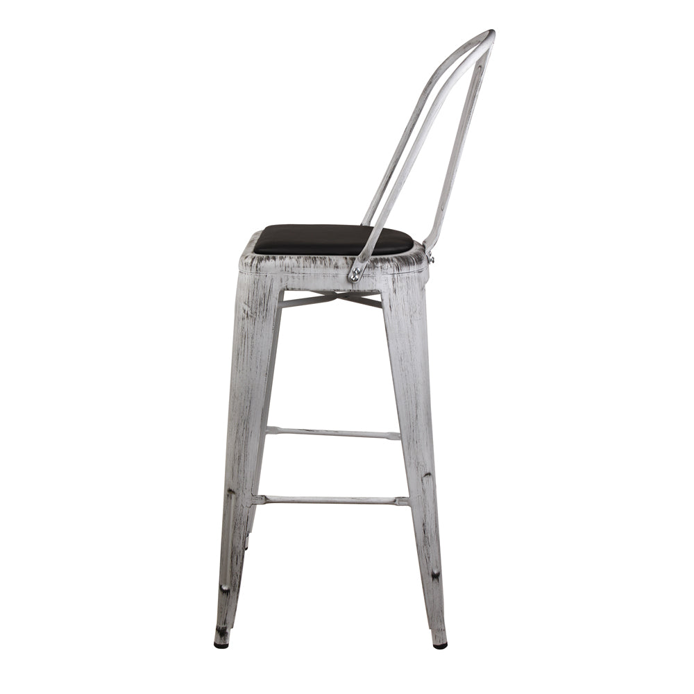 GIA Antique White Metal Bar Stool with PU Cushion