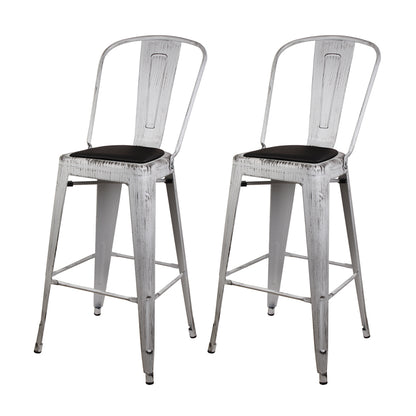 GIA Antique White Metal Bar Stool with PU Cushion