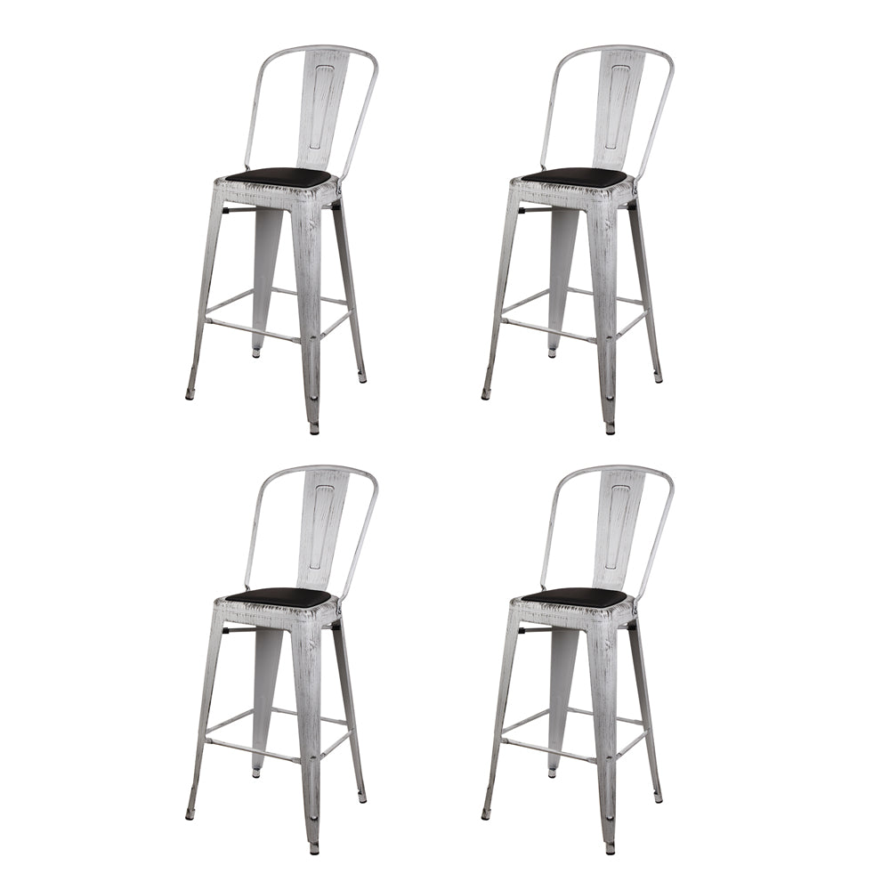 GIA Antique White Metal Bar Stool with PU Cushion