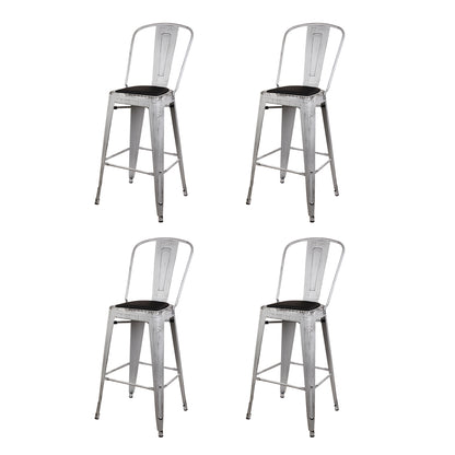 GIA Antique White Metal Bar Stool with PU Cushion