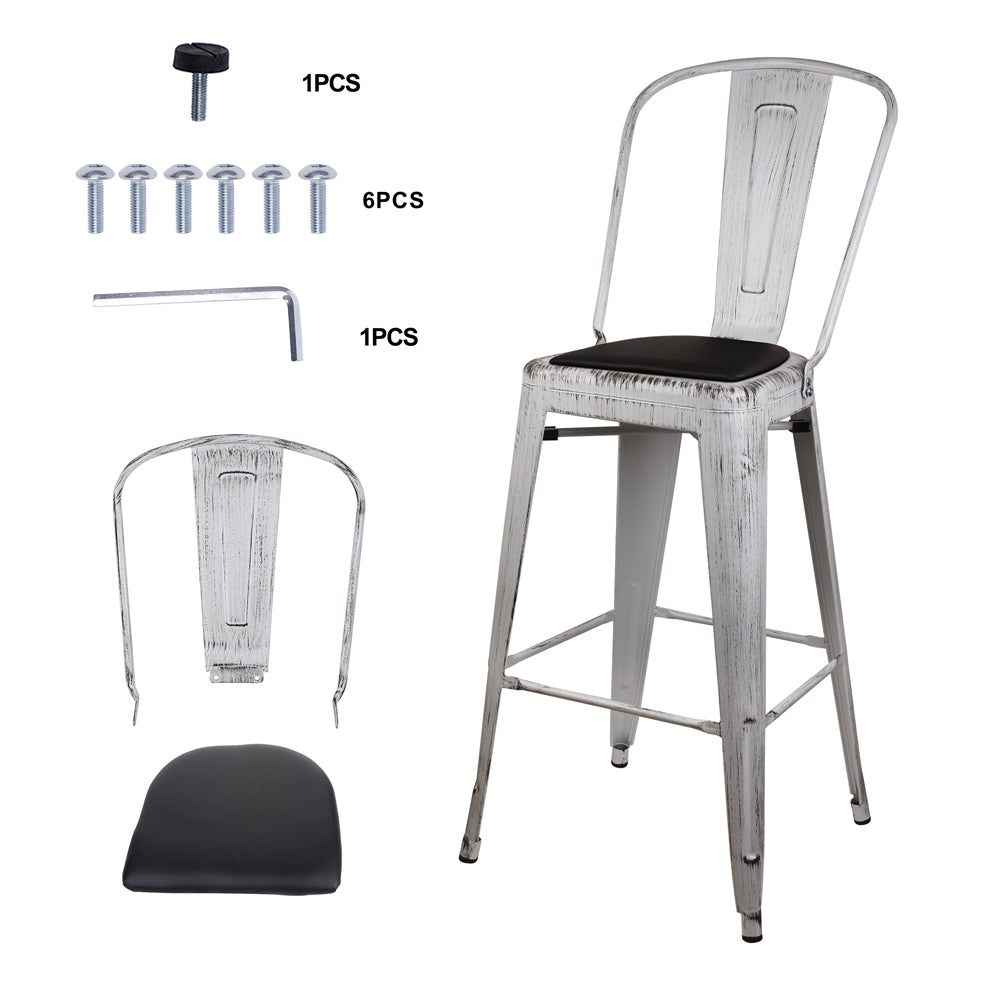 GIA Antique White Metal Bar Stool with PU Cushion