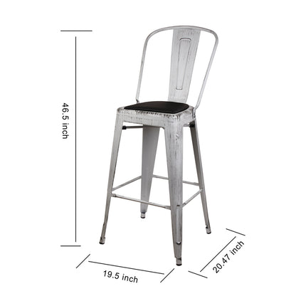 GIA Antique White Metal Bar Stool with PU Cushion