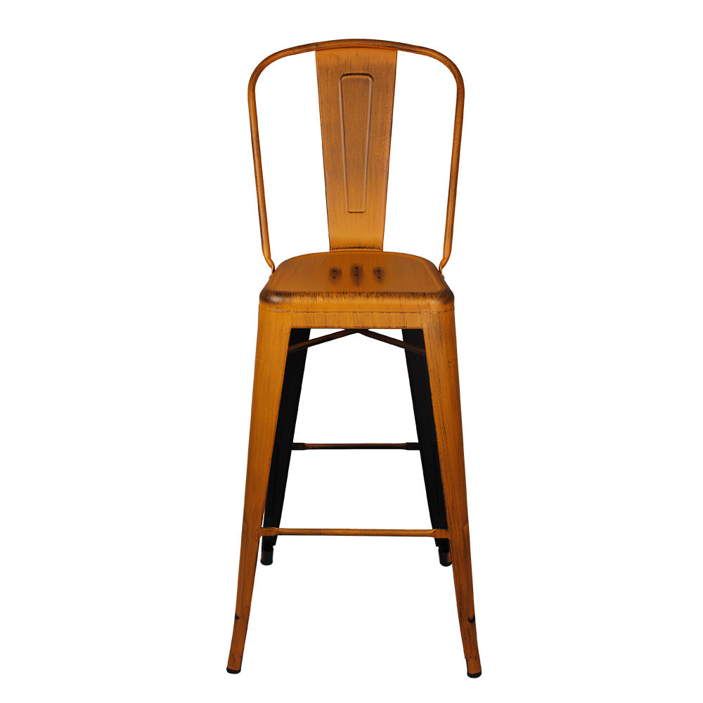 GIA Antique Orange Metal Bar Stool