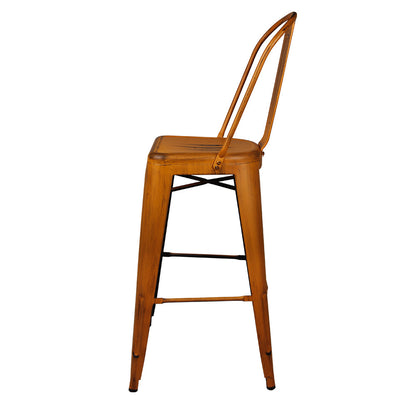 GIA Antique Orange Metal Bar Stool