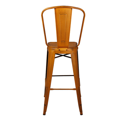 GIA Antique Orange Metal Bar Stool