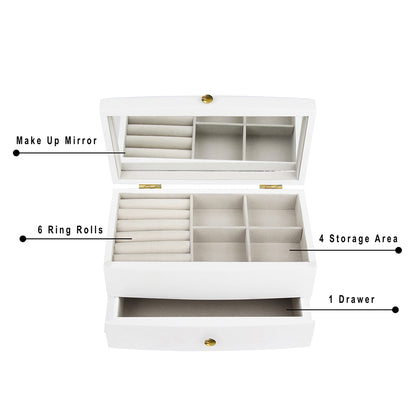 Wooden Jewelry Storage Box with Drawers for Rings Earrings Bracelets
