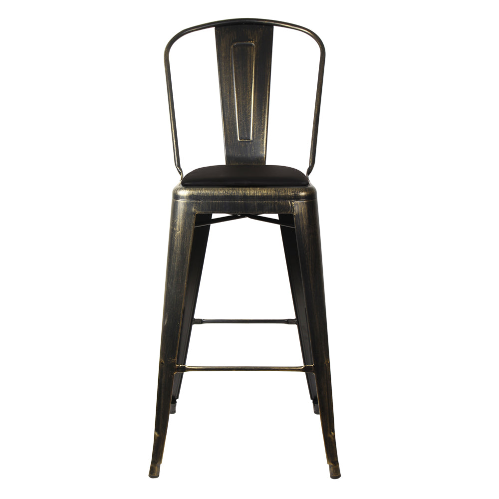 GIA Antique Black Metal Bar Stool with PU Cushion