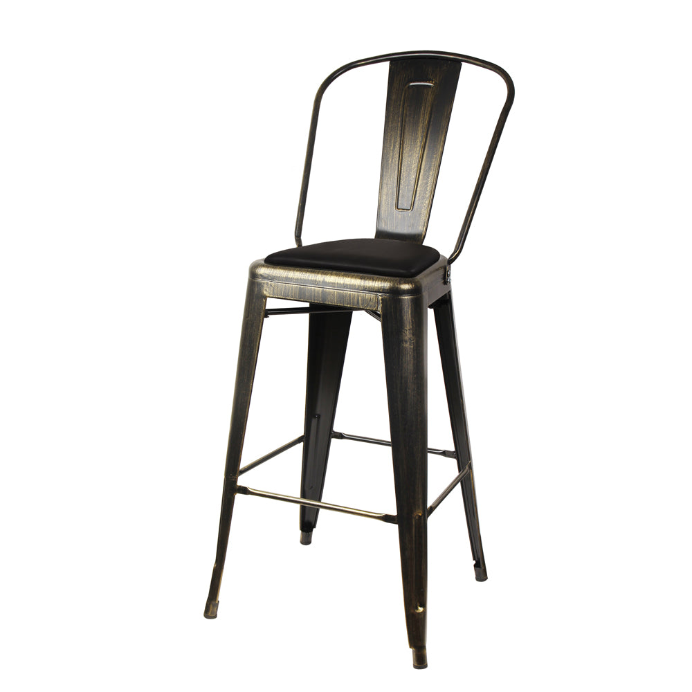 GIA Antique Black Metal Bar Stool with PU Cushion