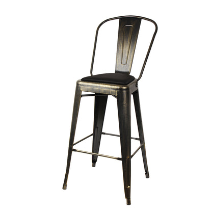 GIA Antique Black Metal Bar Stool with PU Cushion