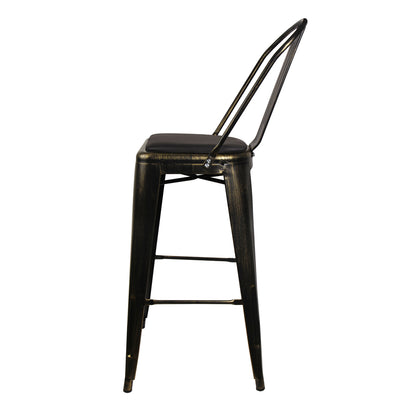 GIA Antique Black Metal Bar Stool with PU Cushion