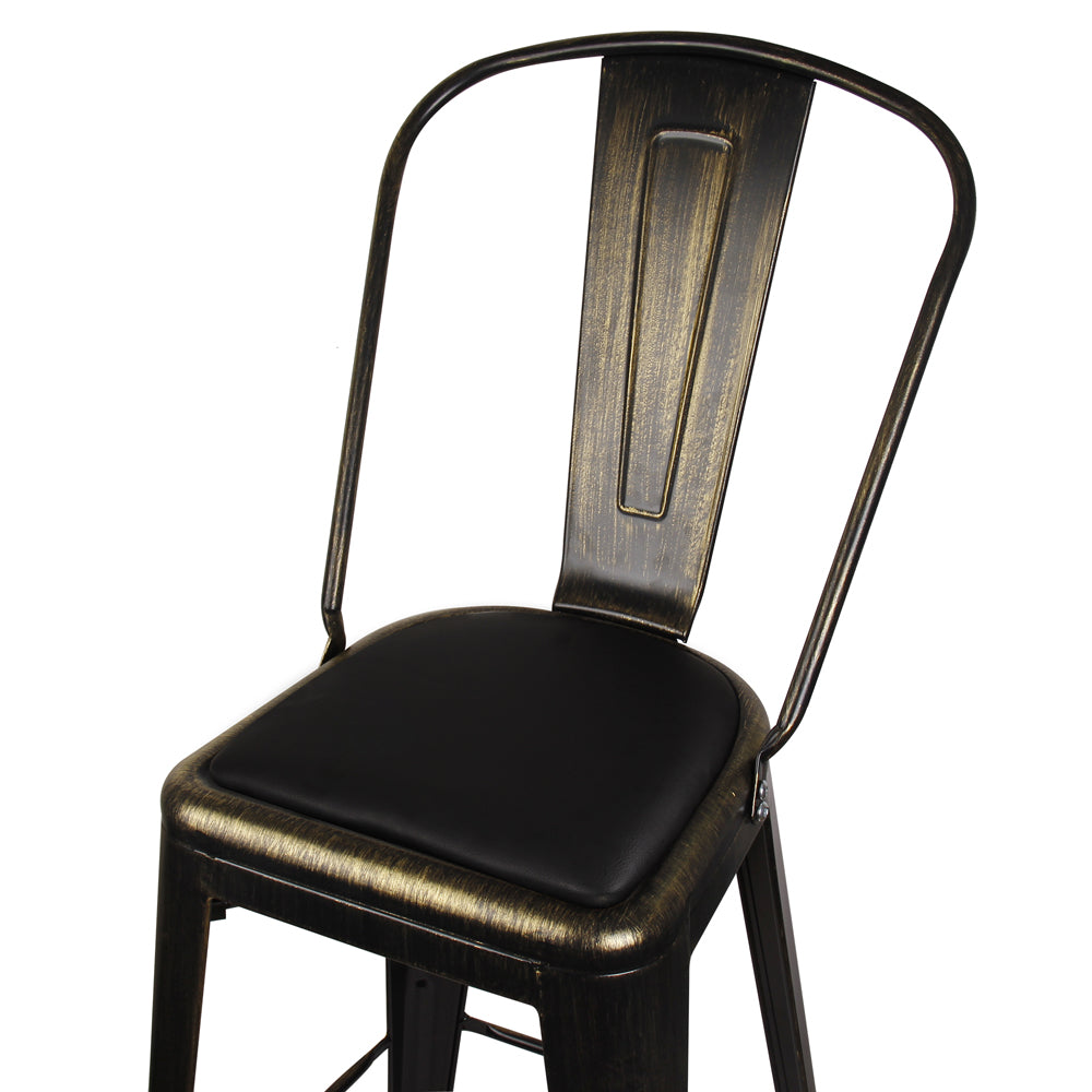 GIA Antique Black Metal Bar Stool with PU Cushion