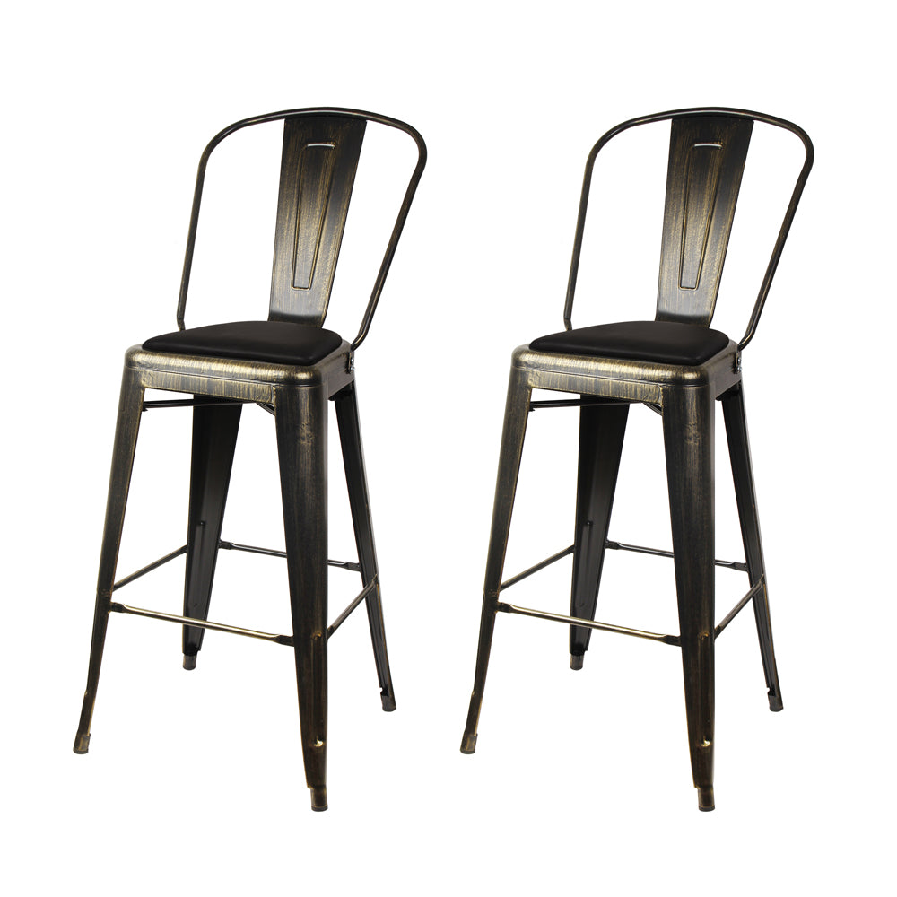 GIA Antique Black Metal Bar Stool with PU Cushion