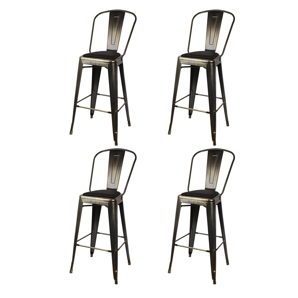 GIA Antique Black Metal Bar Stool with PU Cushion