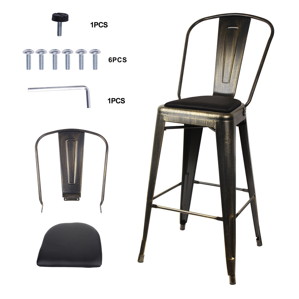 GIA Antique Black Metal Bar Stool with PU Cushion