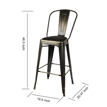 GIA Antique Black Metal Bar Stool with PU Cushion