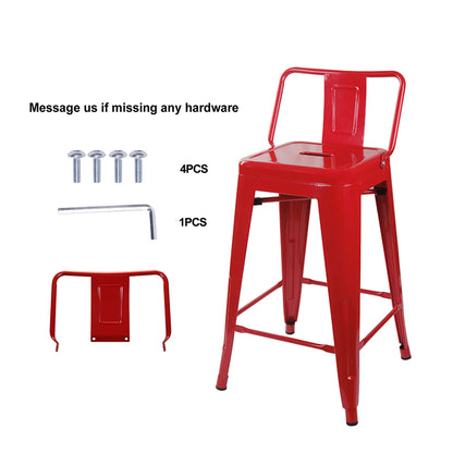 GIA 24 Inch Lowback Red Metal Stool