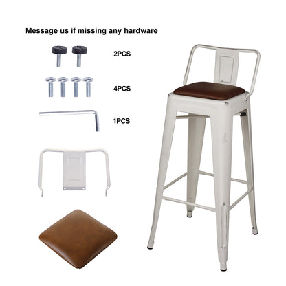 GIA 30 Inch Lowback White Stool with Brown PU Seat