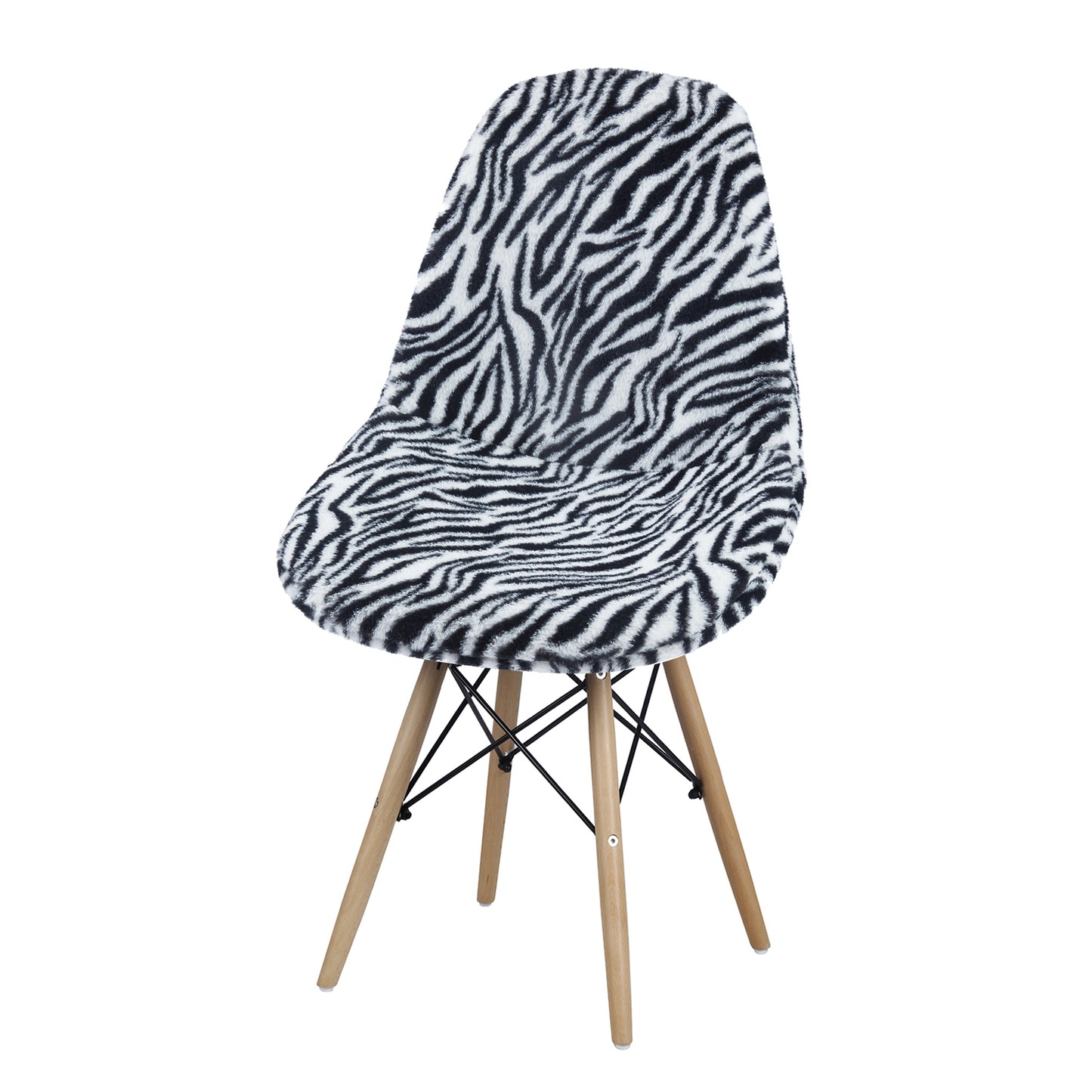 GIA Zebra Fur Side Chair With Wooden Leg
